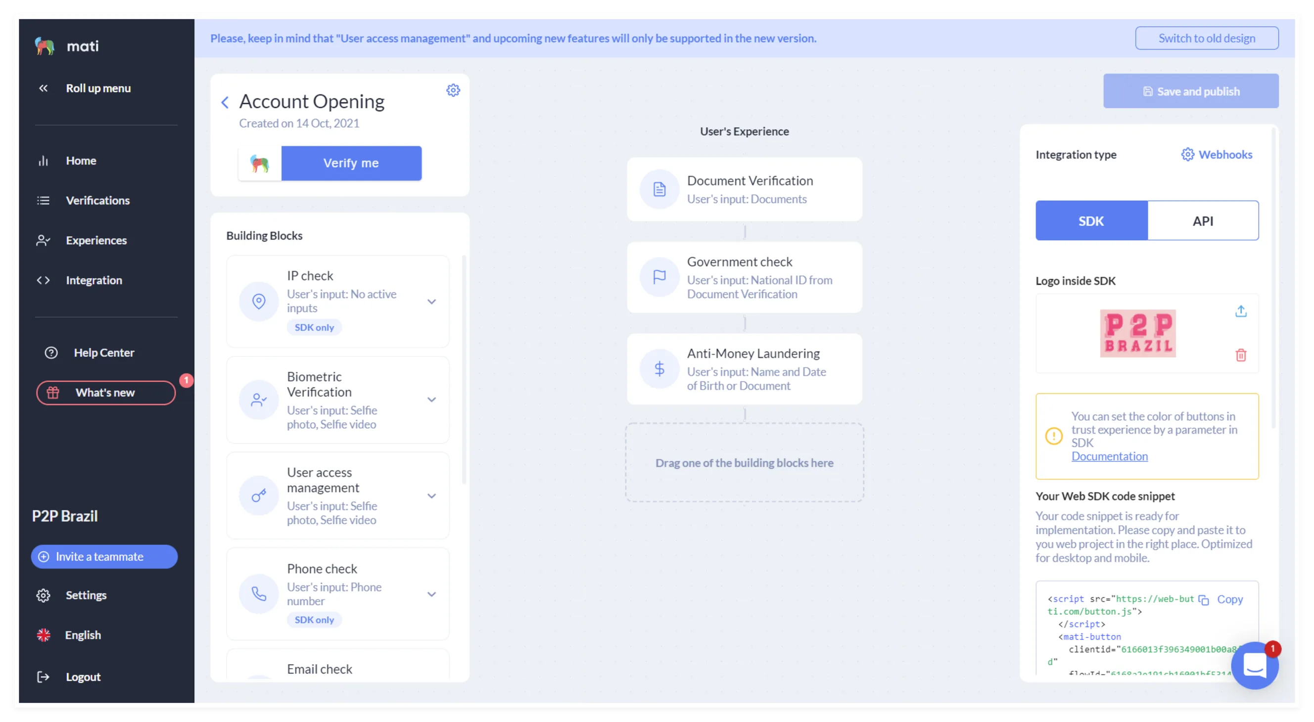 MetaMap workflow builder interface with verification steps